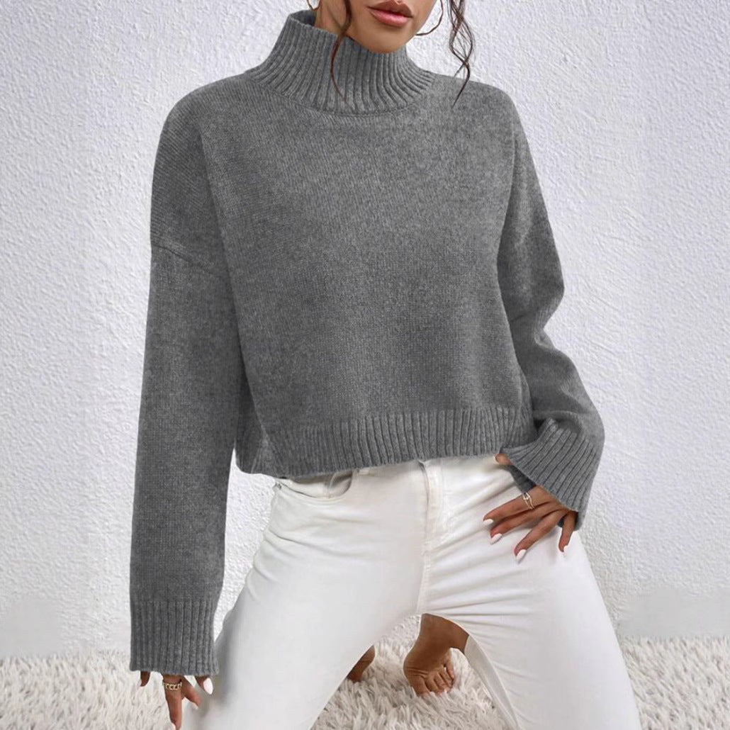 Dames kragenpullover met hoog kraag in stijlvol ontwerp