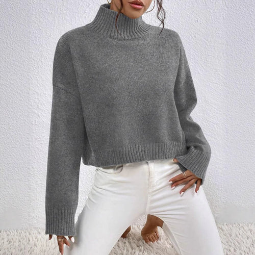 Dames kragenpullover met hoog kraag in stijlvol ontwerp