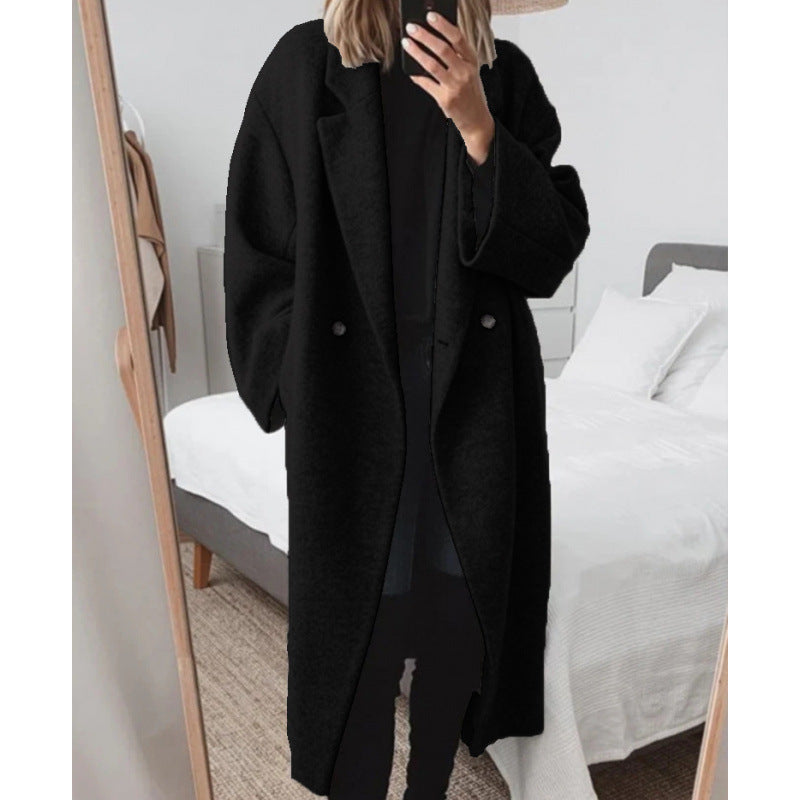 Stijlvolle oversized damesjas met notched lapels en dubbele knopen. 6