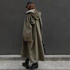 Dames stijlvolle oversized parka met grote capuchon en trekkoord taille 5
