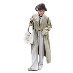 Dames oversized trenchcoat met cape rug en taillekoord in beige-apricot 5