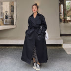 Dames stijlvolle oversized trenchcoat met dubbele knoopsluiting en stormflap