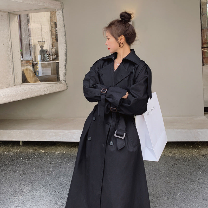 Dames stijlvolle oversized trenchcoat met dubbele knoopsluiting en stormflap 3
