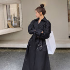 Dames stijlvolle oversized trenchcoat met dubbele knoopsluiting en stormflap 3