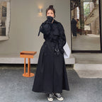 Dames stijlvolle oversized trenchcoat met dubbele knoopsluiting en stormflap 4