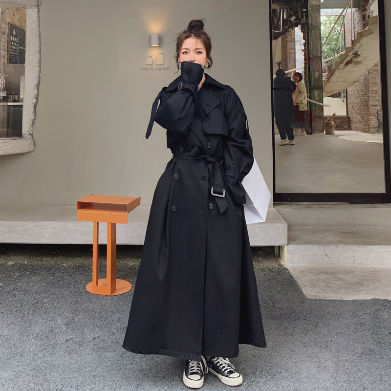 Dames stijlvolle oversized trenchcoat met dubbele knoopsluiting en stormflap 4