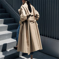 Dames oversized trenchcoat met stormflap en afneembare strikceintuur 7