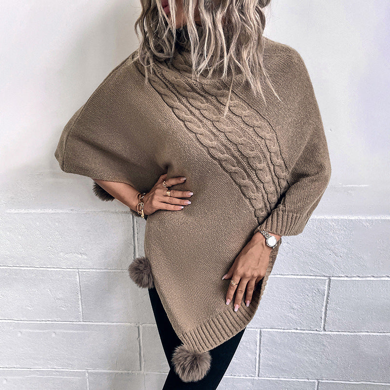 Dames poncho met modern vlechtpatroon en zachte uitstraling. 2
