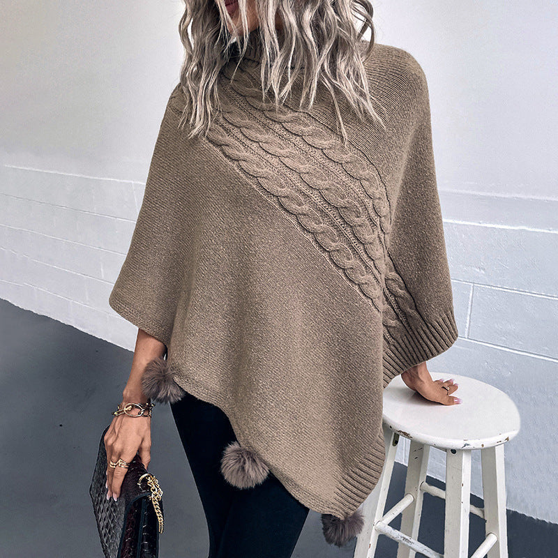Dames poncho met modern vlechtpatroon en zachte uitstraling. 3