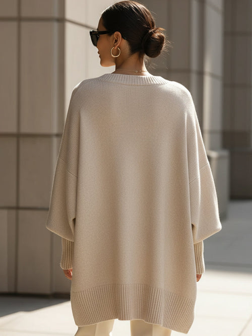 Dames poncho-strickpullover met fledermausärmeln in elegante stijl. 2