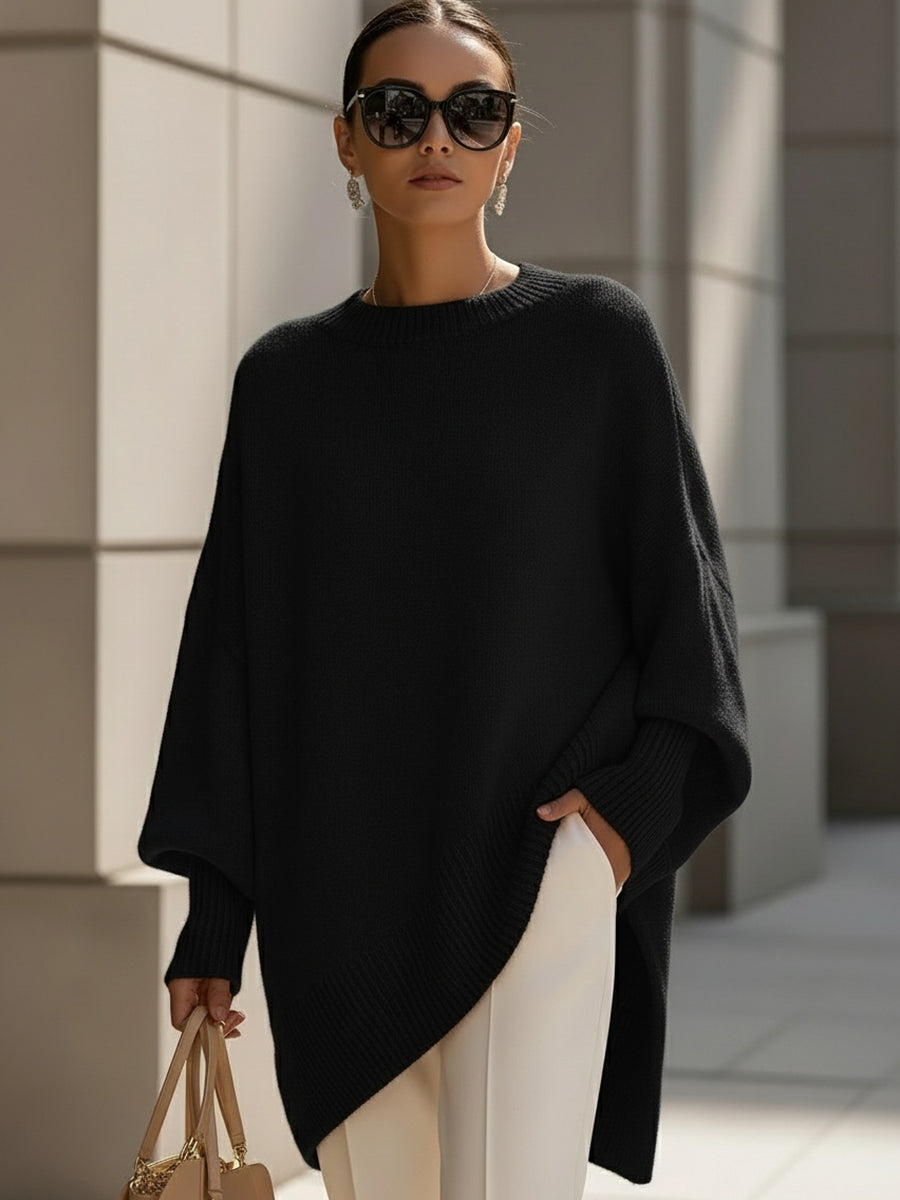 Dames poncho-strickpullover met fledermausärmeln in elegante stijl. 3