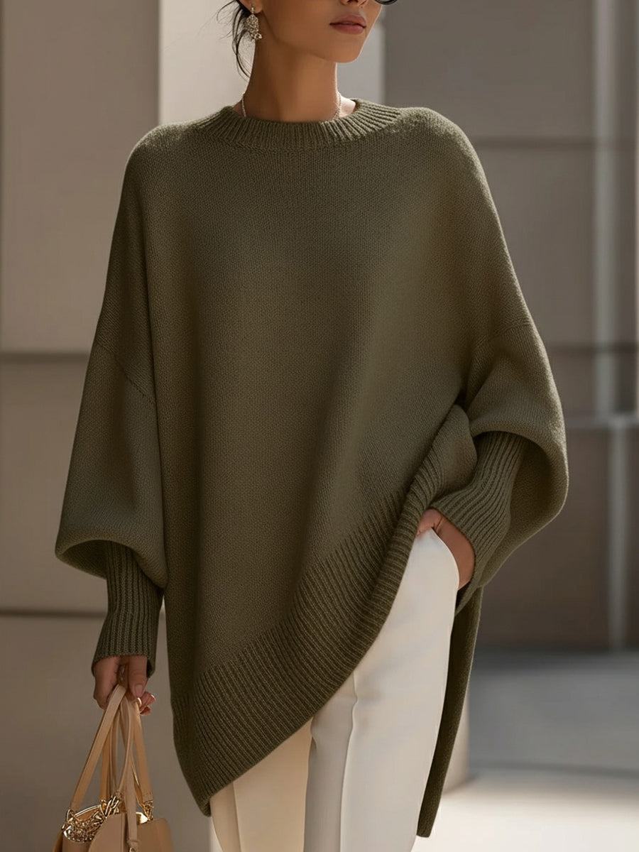 Dames poncho-strickpullover met fledermausärmeln in elegante stijl. 4
