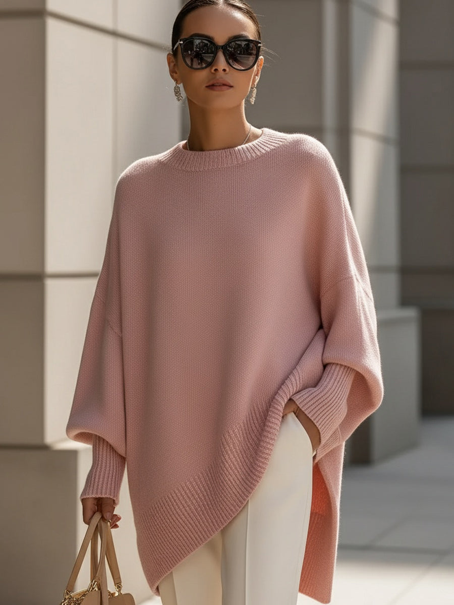 Dames poncho-strickpullover met fledermausärmeln in elegante stijl. 6
