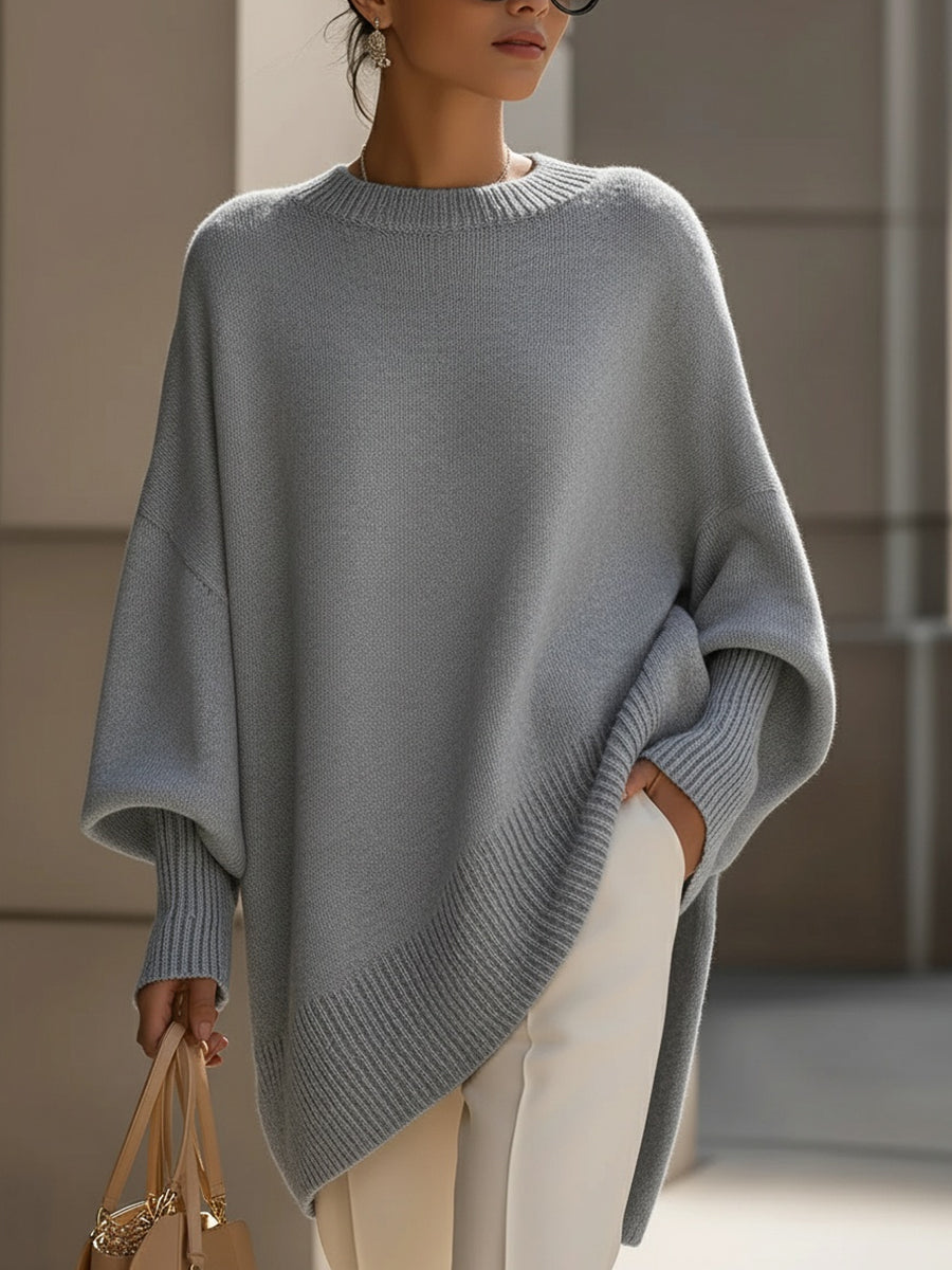 Dames poncho-strickpullover met fledermausärmeln in elegante stijl. 7