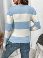 Dames pullover met gestreept ontwerp en rondhals, elegante stijl. 5