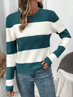 Dames pullover met gestreept ontwerp en rondhals, elegante stijl. 7