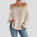 Elegante dames pullover in strepen met U-boot uitsnijding, gemaakt van zacht breiwerk. 3