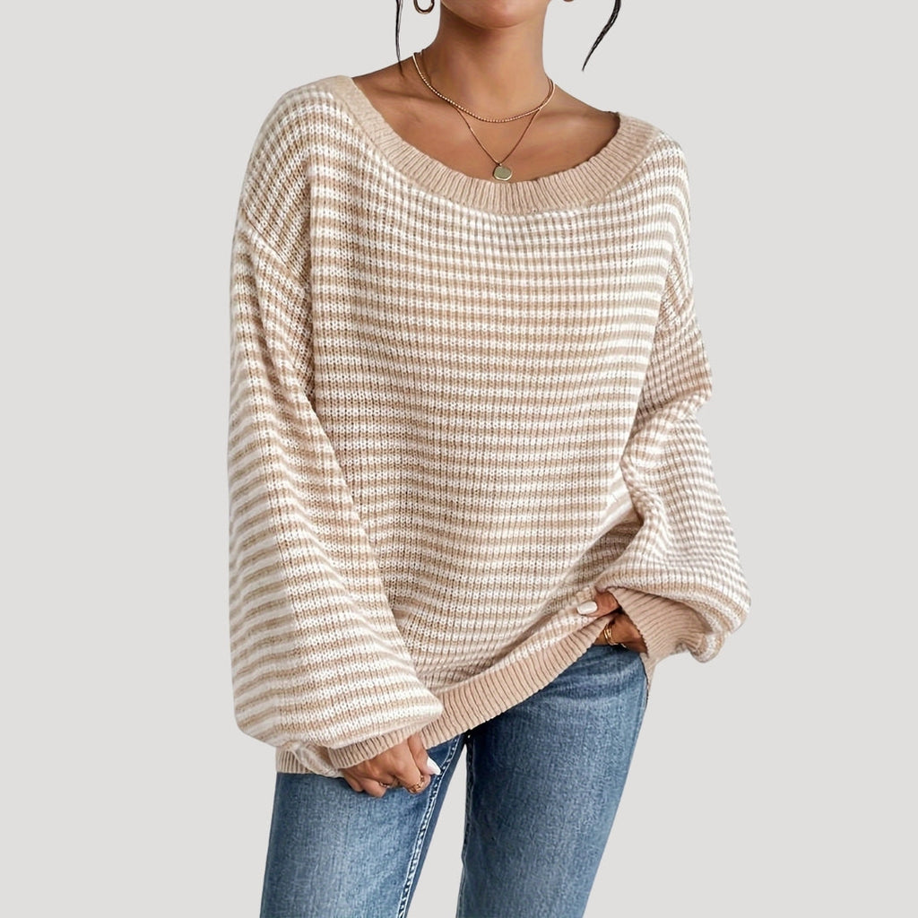Elegante dames pullover in strepen met U-boot uitsnijding, gemaakt van zacht breiwerk. 4