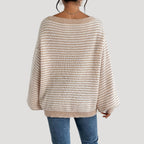 Elegante dames pullover in strepen met U-boot uitsnijding, gemaakt van zacht breiwerk. 5