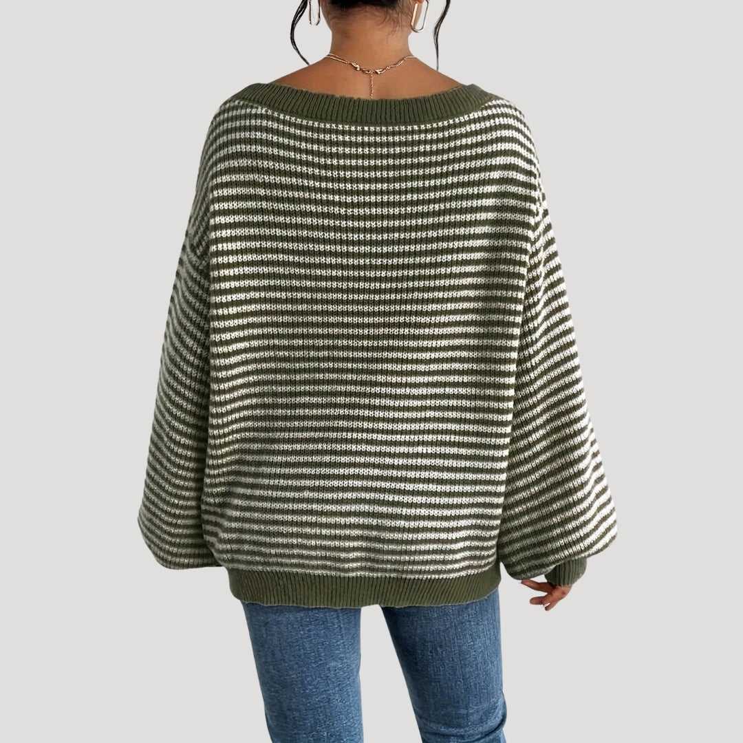 Elegante dames pullover in strepen met U-boot uitsnijding, gemaakt van zacht breiwerk. 7