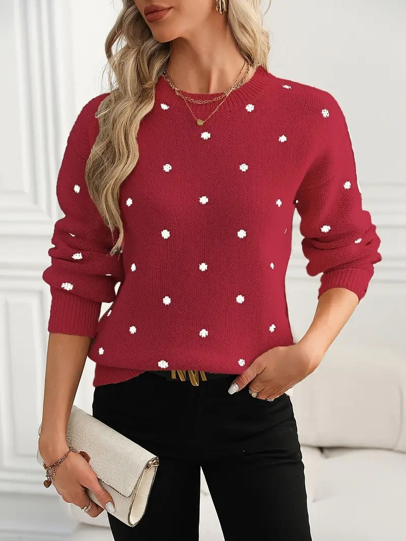 Stijlvolle damespullover met gepunktet design voor koudere dagen. 4