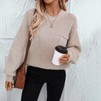 Dames pullover langarm met gestructureerd patroon, elegant ontwerp. 3