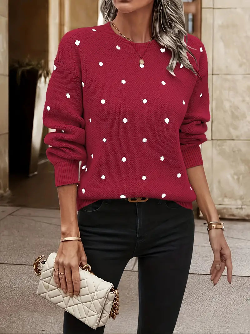 Dames pullover met polka dots in zacht breimateriaal 2