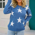 Dames pullover met sterrenpatroon in blauw, stijlvol en comfortabel.