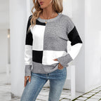 Stijlvolle dames pullover met lange mouwen en kleurblokdesign. 2