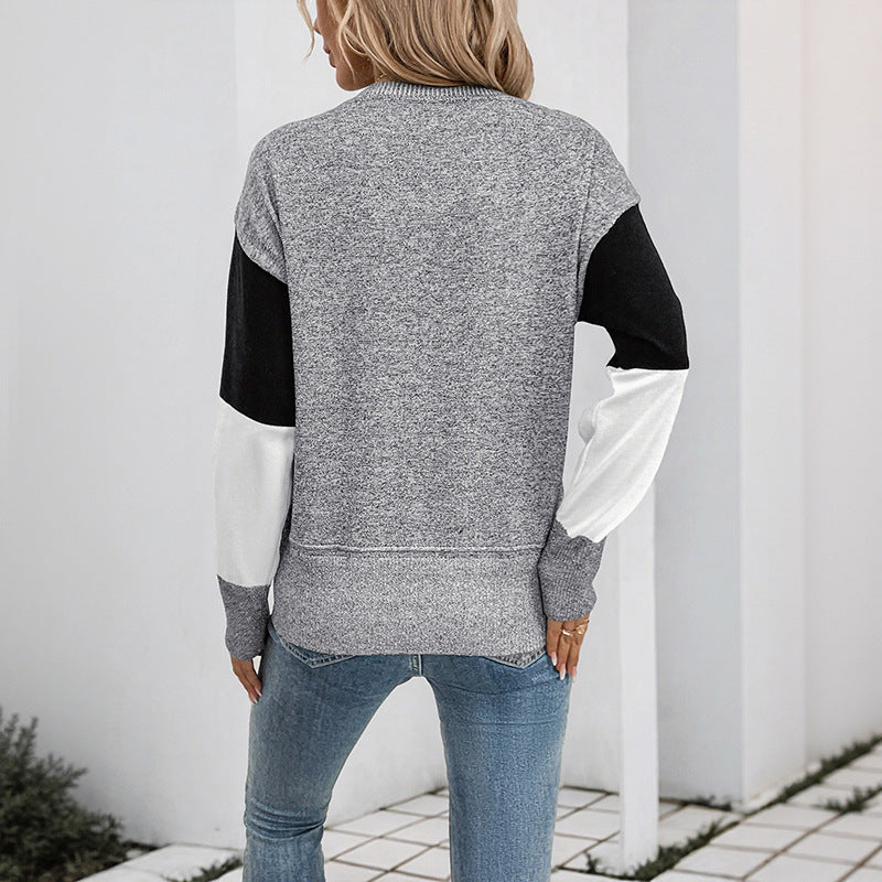 Stijlvolle dames pullover met lange mouwen en kleurblokdesign. 4