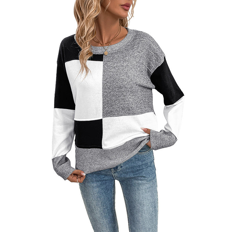 Stijlvolle dames pullover met lange mouwen en kleurblokdesign. 5