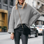 Dames pullover met hoog kragen in elegante stijl