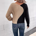 Dames pullover met V-ausschnitt in colorblock-stijl, elegant en comfortabel. 3