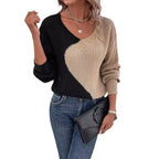 Dames pullover met V-ausschnitt in colorblock-stijl, elegant en comfortabel. 6