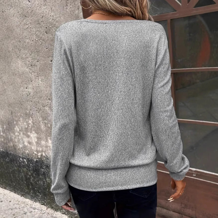 Elegante damespullover met V-ausschnitt in zilver kleur. 3