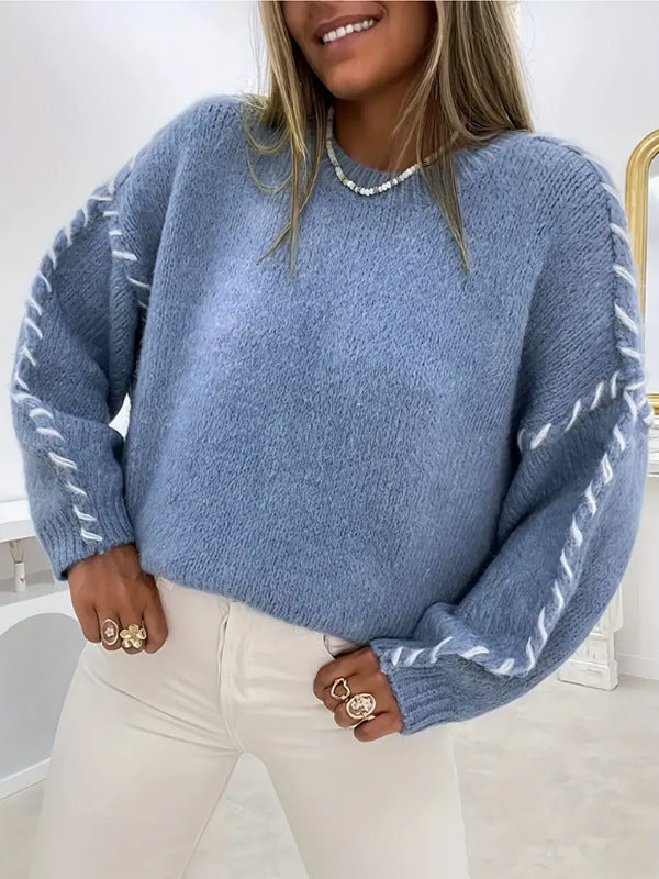 Comfortabele oversized damespullover met ronde hals in verschillende kleuren. 2