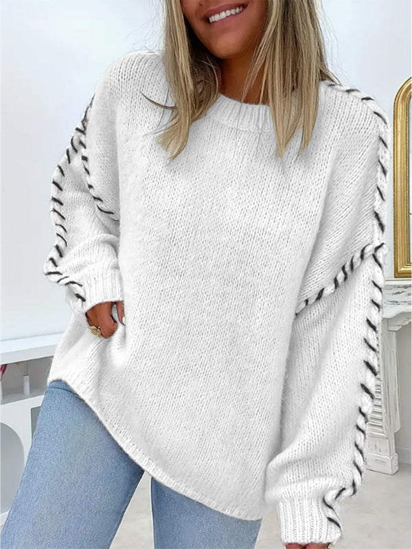 Comfortabele oversized damespullover met ronde hals in verschillende kleuren. 4