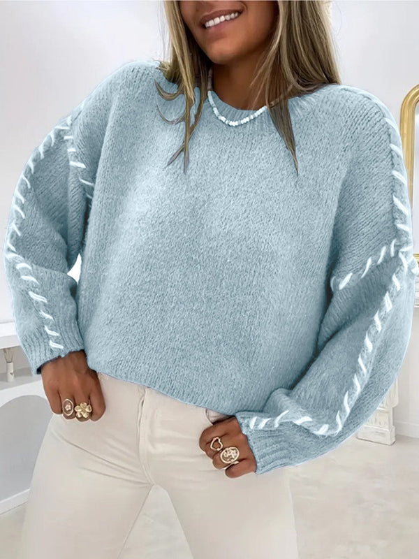 Comfortabele oversized damespullover met ronde hals in verschillende kleuren. 5