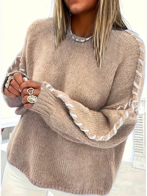 Comfortabele oversized damespullover met ronde hals in verschillende kleuren. 8
