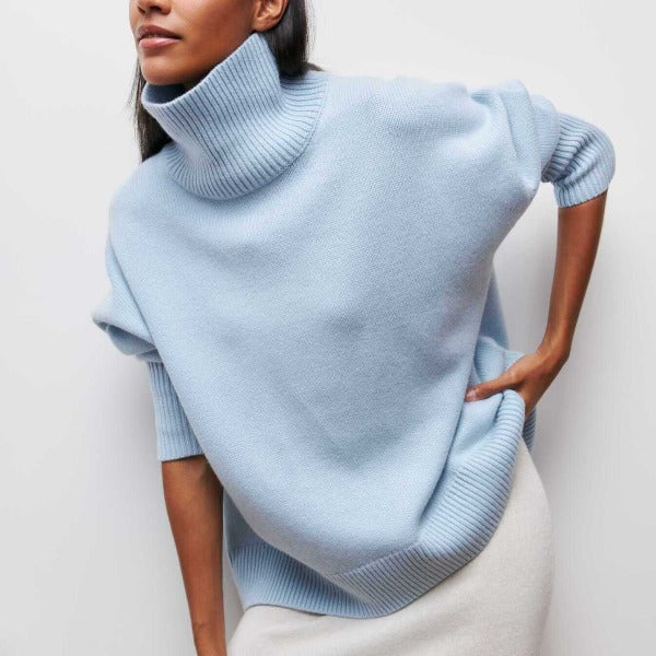 Dames rollkragenpullover met casual stijl in blauw