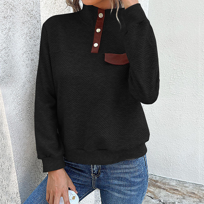 Elegante dames rollkragenpullover met knopfdetails in blauw. 2