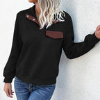 Elegante dames rollkragenpullover met knopfdetails in blauw. 4