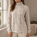 Elegante dames rollkragenpullover met zopfdesign in blauw.