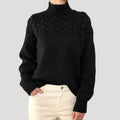 Dames rollkragenpullover met zopfpatroon in elegante stijl.
