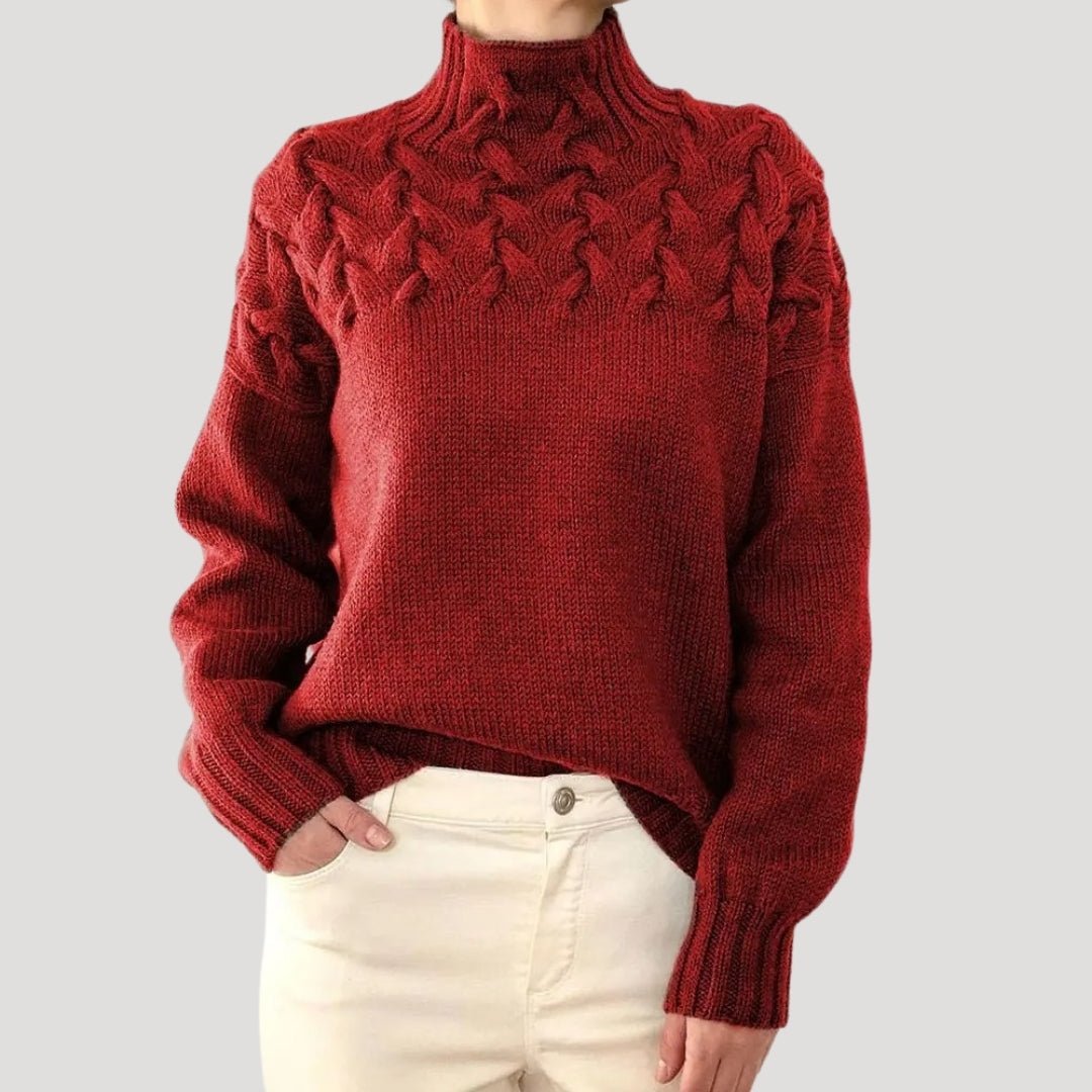 Dames rollkragenpullover met zopfpatroon in elegante stijl. 10