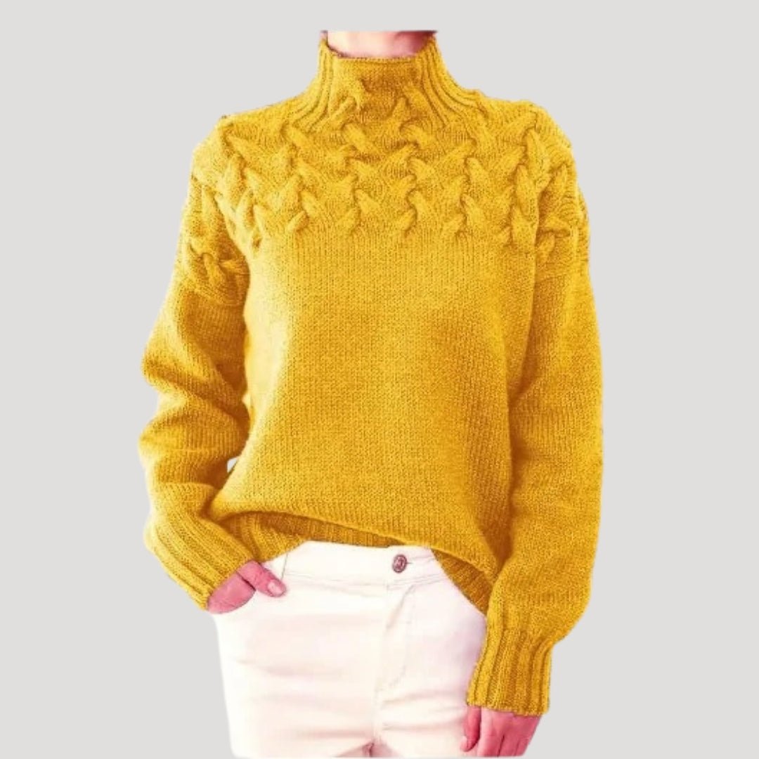 Dames rollkragenpullover met zopfpatroon in elegante stijl. 6