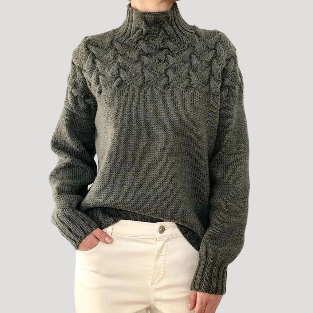 Dames rollkragenpullover met zopfpatroon in elegante stijl. 7
