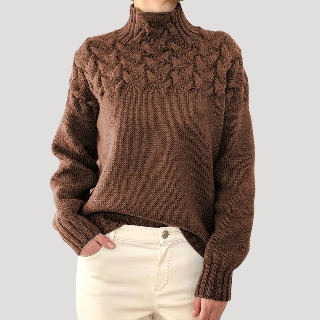 Dames rollkragenpullover met zopfpatroon in elegante stijl. 8