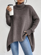 Dames rollkragenpullover in oversize met geribbelde kragen 8