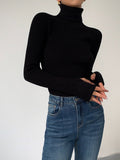 Dames rollkragenpullover uit lichtgewicht Rippstrick met elegant ontwerp 5